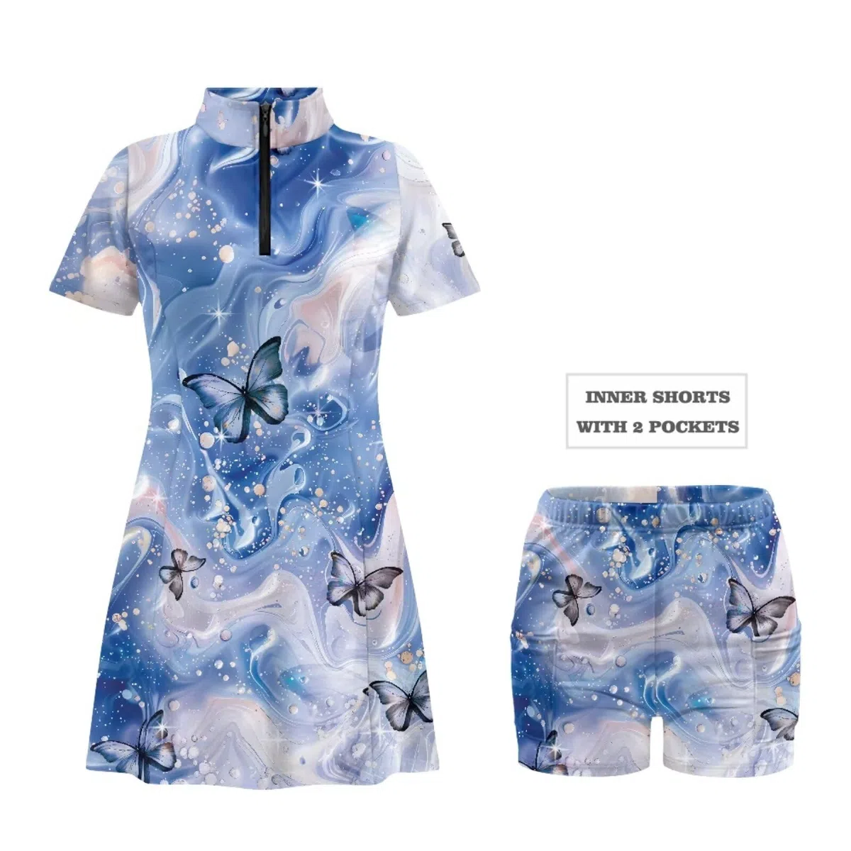chaqlin Vestido de tenis para mujer con pantalones cortos, control de abdomen, vestido de golf, ropa activa, para ejercicio, deportes, tenis, con bolsillos, XS-2XL