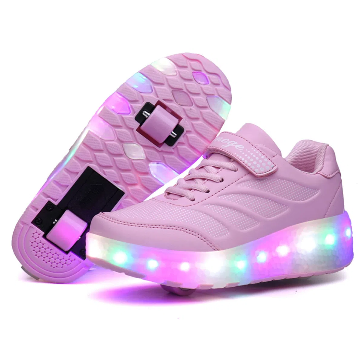 EMDPBD Zapatos de Patines para Niños Zapatillas Deportivas LED Zapatos con Ruedas Recargables USB para Niños Niñas Principiantes Regalo,Pink-30EU