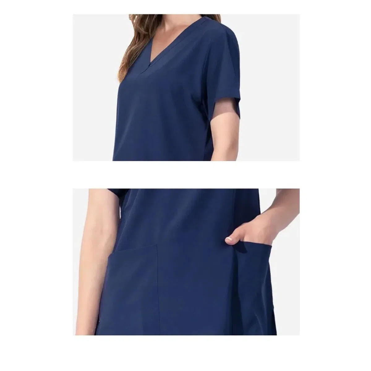 Conjunto de Uniforme médico for Hombre y Mujer, con Camiseta y Pantalones de Manga Corta con Cuello en V, Ropa de Trabajo for médicos y Enfermeras.(Black,L)