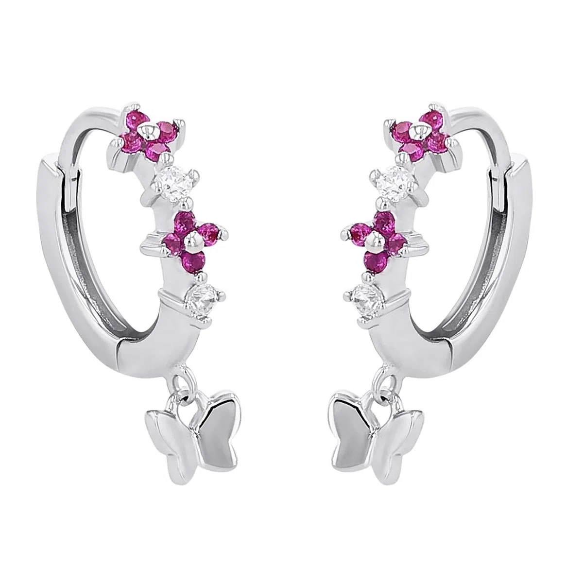 Prinzessin Lillifee Pendientes de aro en Plata de Ley 925 para niñas, con circonitas sintéticas, se entregan en caja regalo de joyería