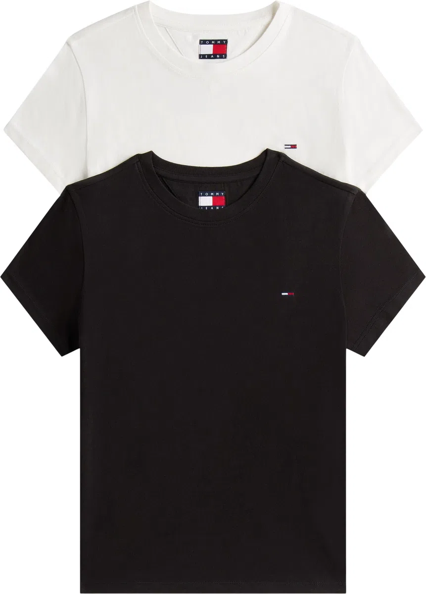 Tommy Jeans Camisetas de Manga Corta Mujer Pack de 2 con Cuello Redondo