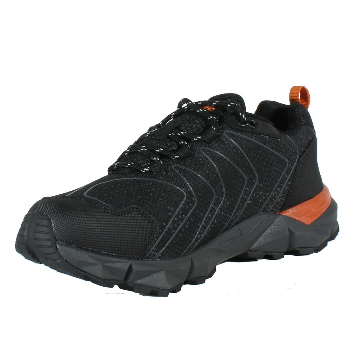 HI-TEC - Zapatillas Trekking Hombre Kinyeti WP | Zapatillas Montaña Hombre, Senderismo | Pies Secos con Membrana Impermeable, Tracción Óptima, Cómodas | Black/Orange Rust, 44