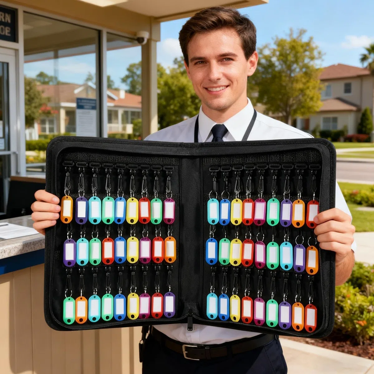 Organizador de llaves ignífugo con funda impermeable, soporte para 54 llaves y planificador para un acceso seguro, perfecto para bancos, hoteles, oficinas, solución de almacenamiento duradera y cómoda
