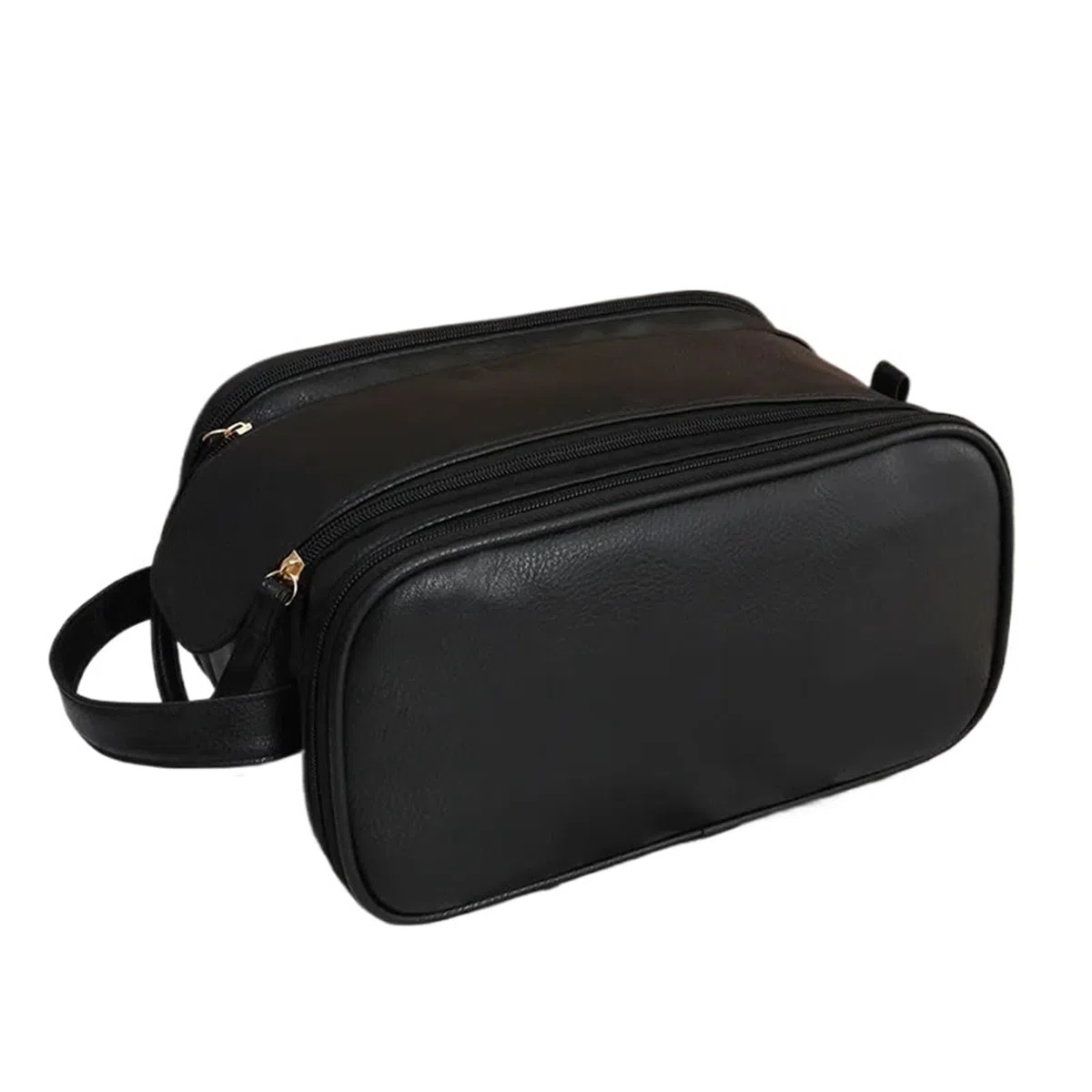 Bolsa de Maquillaje con Doble Cremallera, Gran Capacidad, portátil for Viajes Negocios, brocha, Bolsa Aseo, 1 Uds para Viajar(Black)