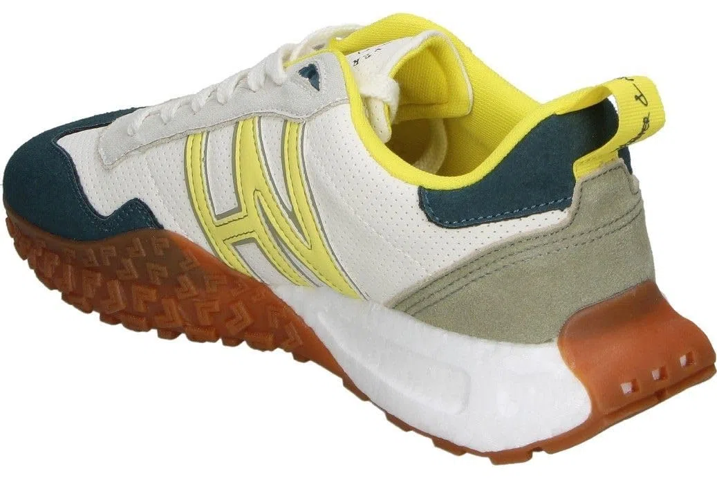 HARPER&NEYER | Zapatillas Casual HARPER&NEYER Carcross Point para Hombre – Deportiva Blanca con Detalles en Azul Marino y Amarillo – Sneakers con Cordones – Cómodas y Versátiles – Estilosas - 44