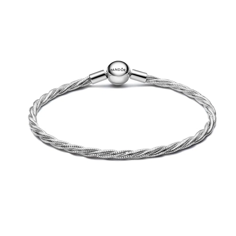 PANDORA Pulsera de plata para mujer, cadena serpiente trenzada, 593757C00