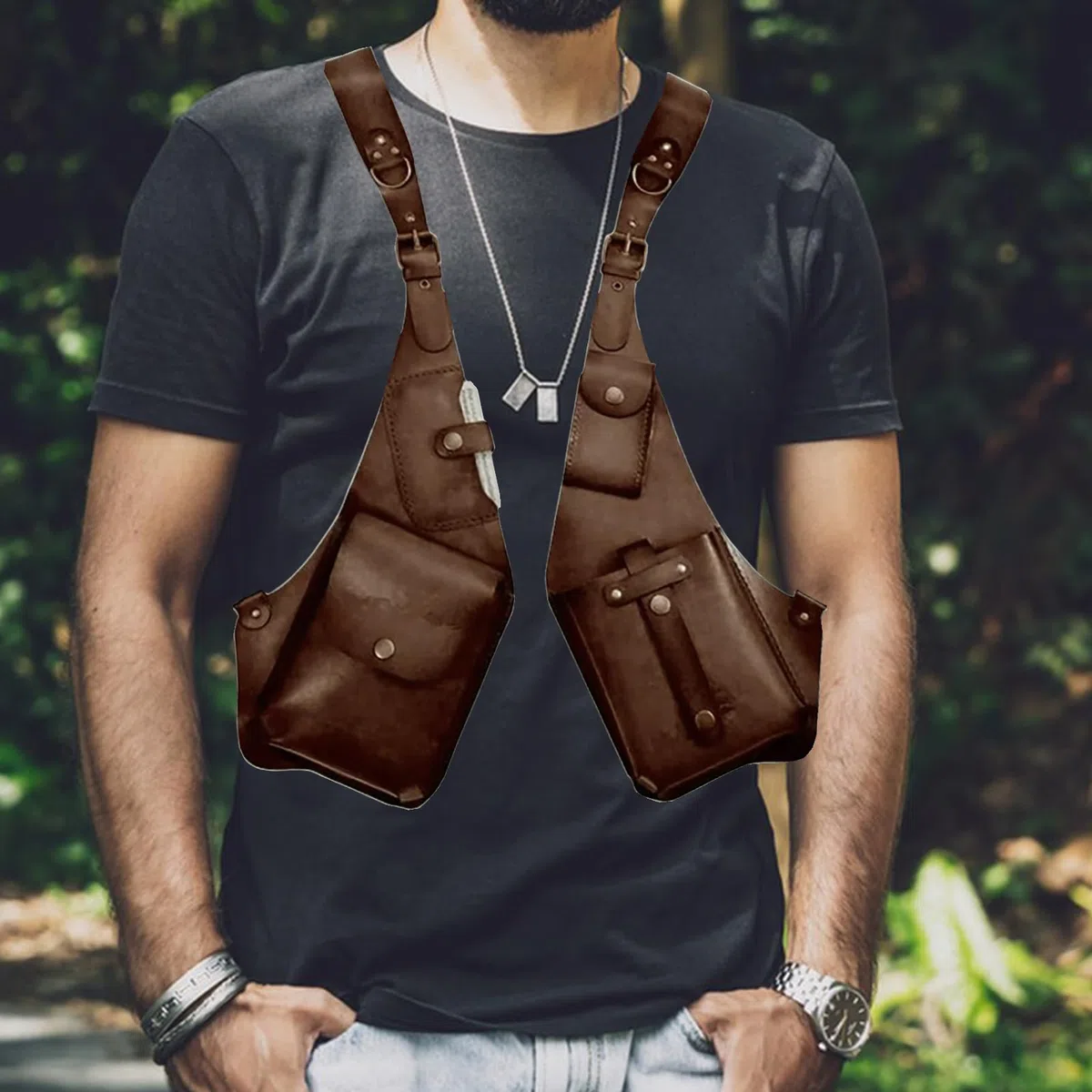 Riñonera Axilar Cartera Medieval Steampunk Halloween Cosplay | Bolsa de Doble Hombro Para Cosplayers Artistas Viajeros Vacaciones Trabajo Diario Senderismo Eventos Temáticos Mascaradas
