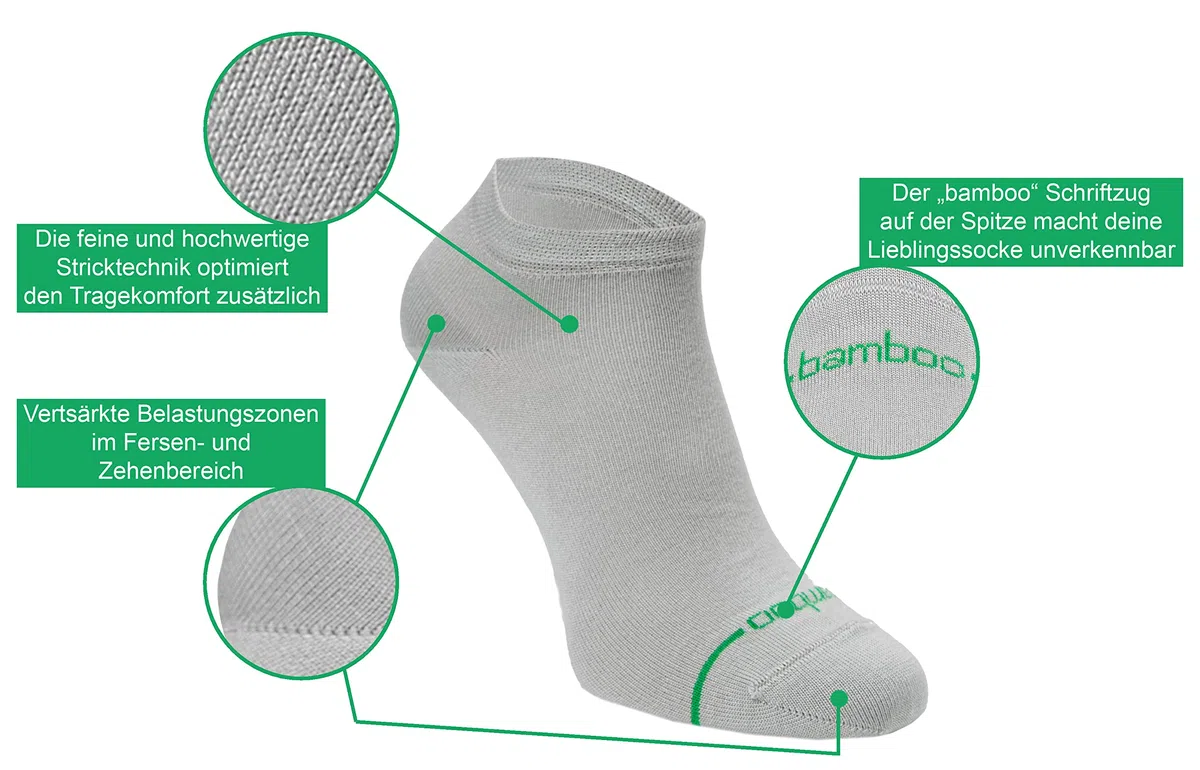 Calcetines deportivos de bambú unisex 3/6/12/18 o 36 pares - calcetines zapatillas de bambú para hombre y mujer resistentes a los olores - OEKO-Tex Standard 100 - puntera remallada a mano