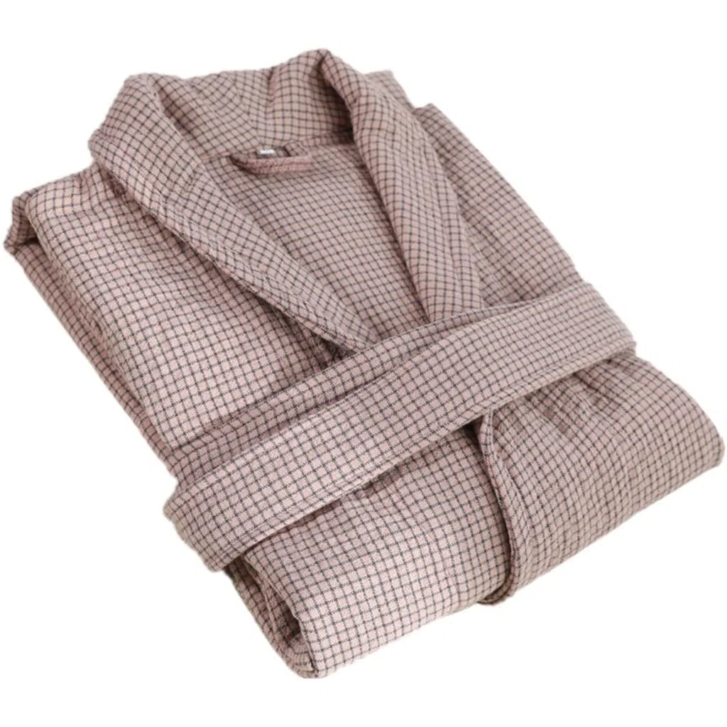 Albornoz De Tela De Gasa De Algodón, Camisones, Pijama A Juego para Parejas, Camisones Exóticos De Talla Grande con Cuello De Pico para Mujer, Suaves (Color : Pink Plaid, Size : XL-120cm)