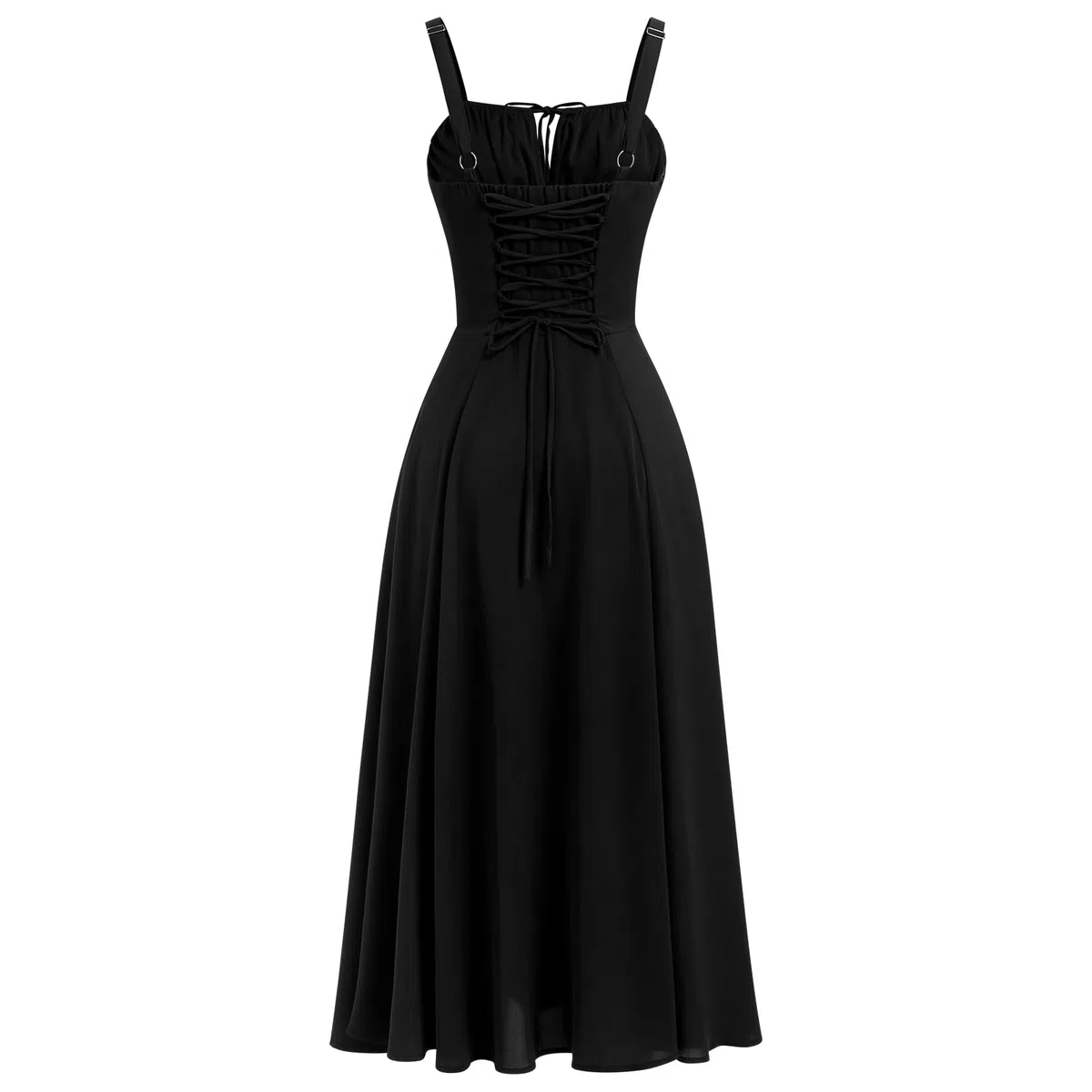 OMEWEE Vestido de verano bohemio para mujer, vestido de corsé floral con cuello cuadrado, tirantes delgados, fruncido, con abertura, bustier, vestido midi para mujer, para salir, vestido largo casual