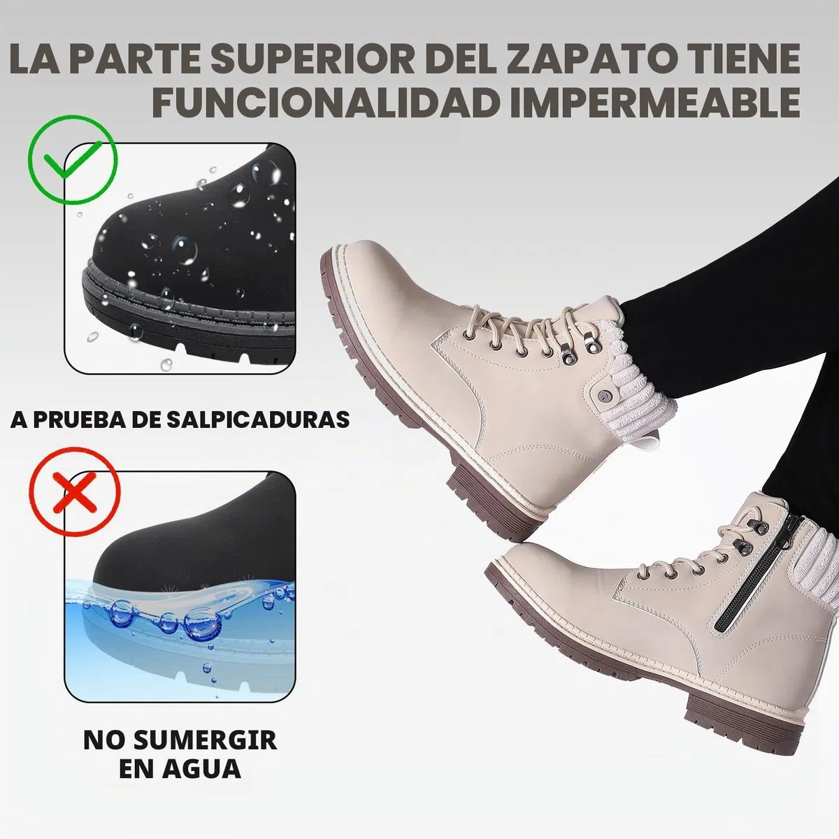 Mujeres Senderismo Nieve Invierno Botas Impermeables Botines de Nieve Senderismo Botas Calientes Fur Forro Boots Outdoor Antideslizantes Trekking Zapatos Beige 40EU
