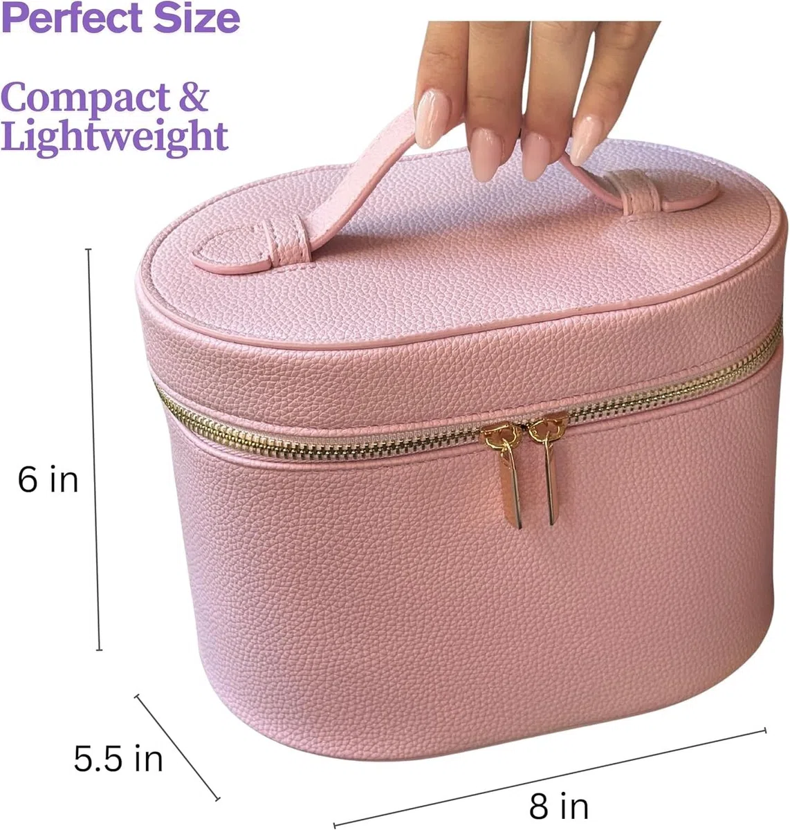 Neceser de Maquillaje Viaje con Divisor Organizador extraíble, Estuche Cosmético Portátil para Mujer, Rosado