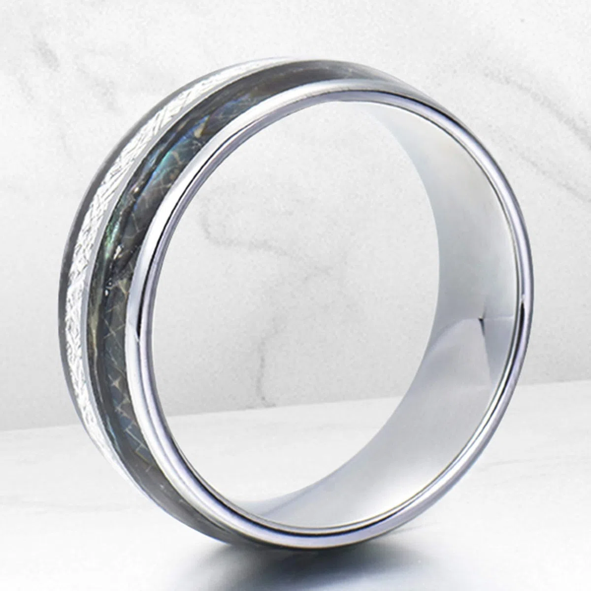Collar para parejas, anillos, collares de tungsteno, grabado de 8 mm, anillo de plata con cáscara y metal par collares