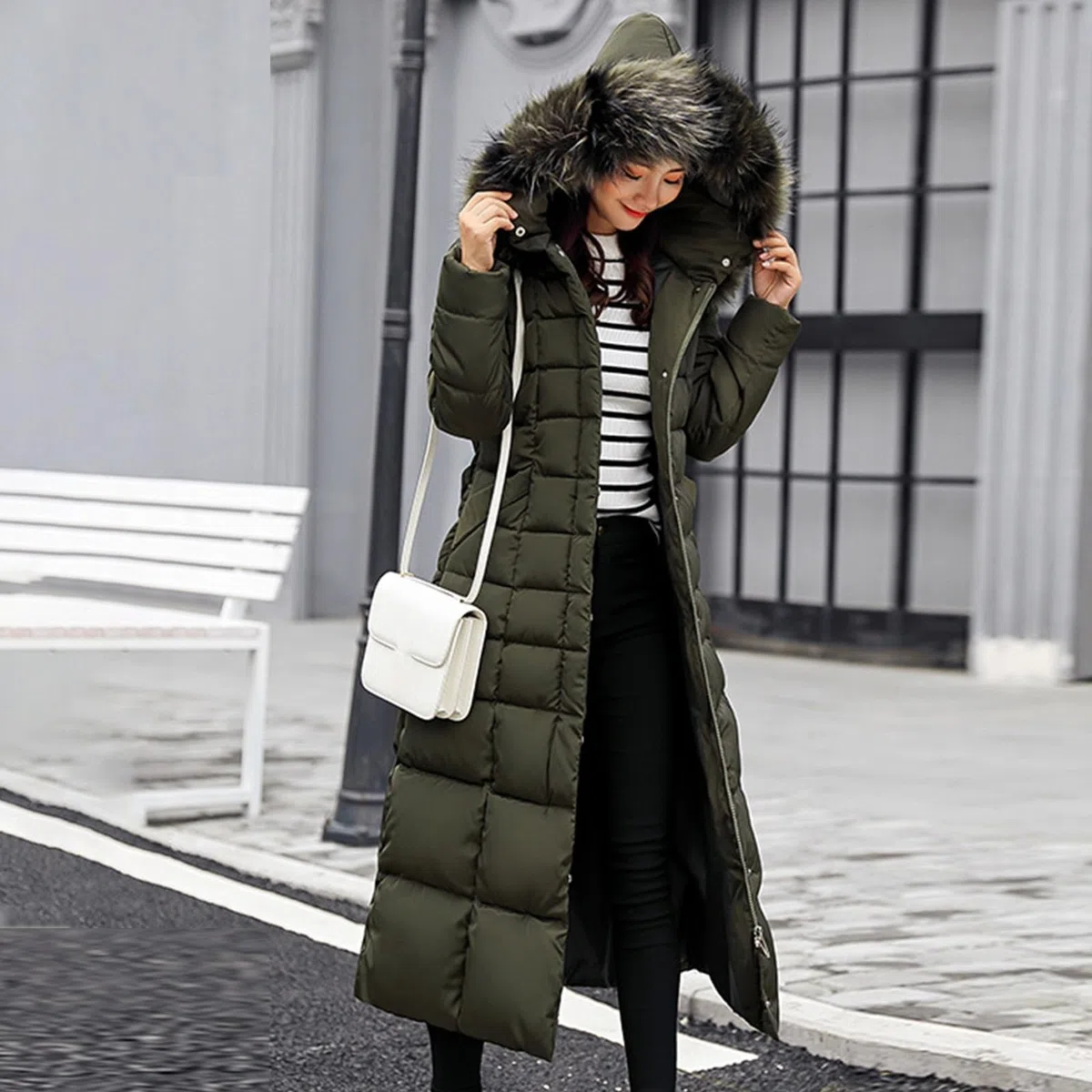 Abrigo de invierno para mujer con forro cálido y largo, chaqueta de plumón ligera para mujer, tallas grandes, chaqueta acolchada de invierno para mujer, abrigo de invierno elegante, abrigo de plumón