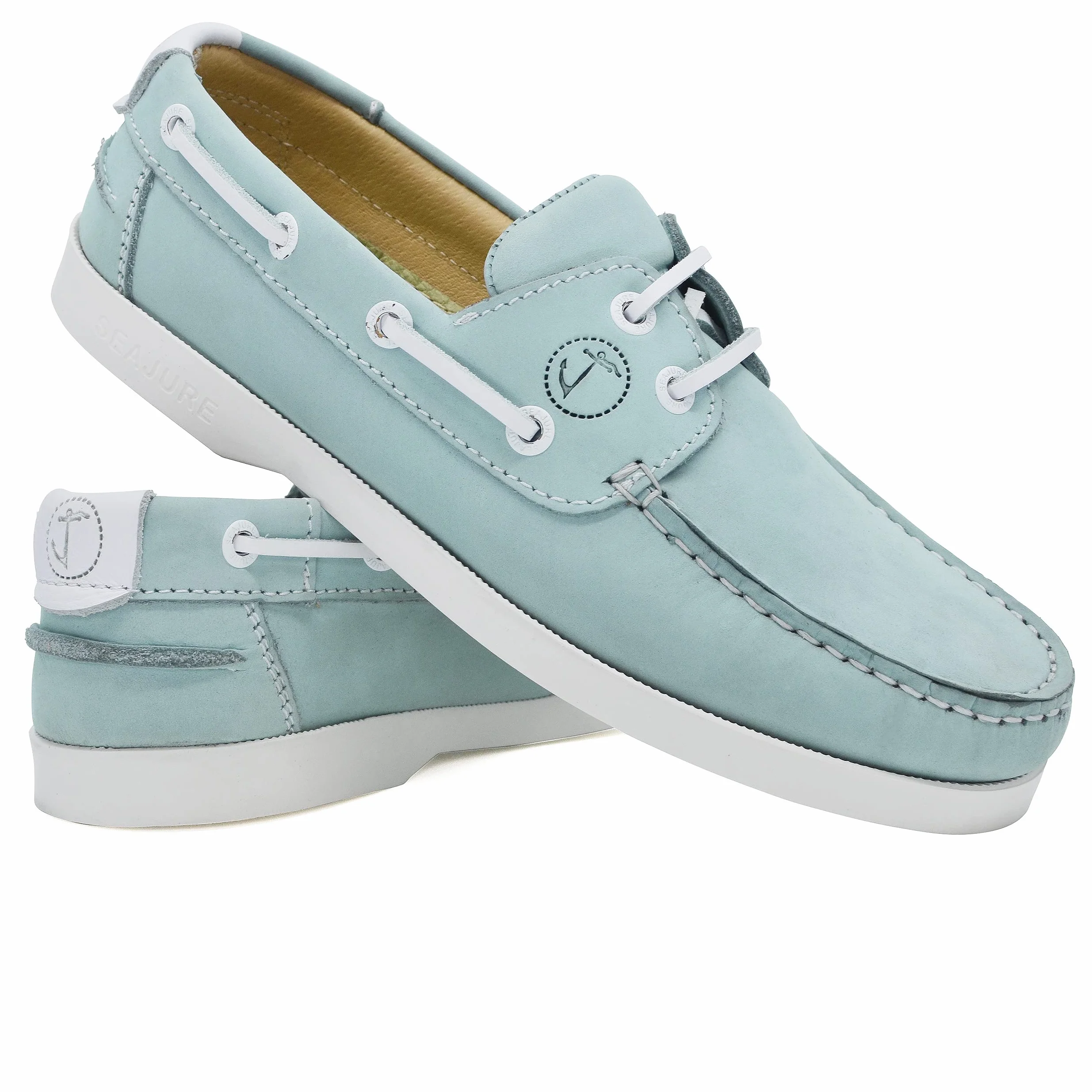 Seajure Zapatos Náuticos de Mujer Nacpan Cuero Nubuck Azul Claro