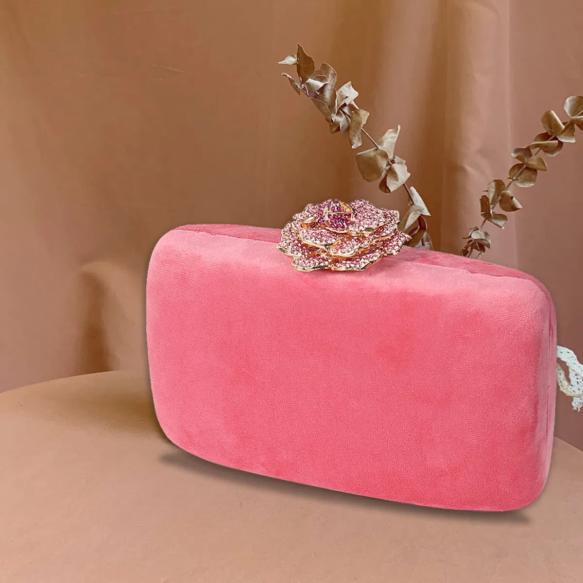 CORIOS Bolso Fiesta para Mujer Terciopelo Bolso de Noche Bolsa de Cadena Brillante Bolso de Hombro Boda Cartera de Mano Elegante Bolso Bandolera para Fiesta de Graduación Banquete Boda Rosa