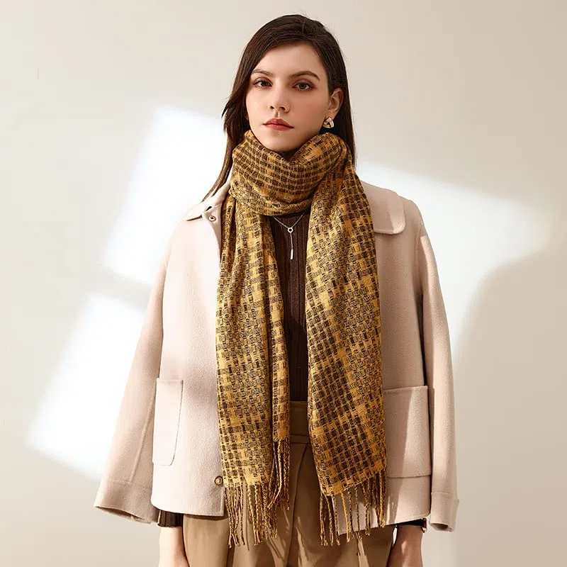 Fular Mujer Bufanda Mujer Bufanda Imitación Cachemira Borla Borla Bufanda Invierno Hembra Cálido Tampón Bufanda Chal Abrigo De Longitud Media Con Flecos Bufandas Regalo Chal Mujer Fiesta ( Color : A ,