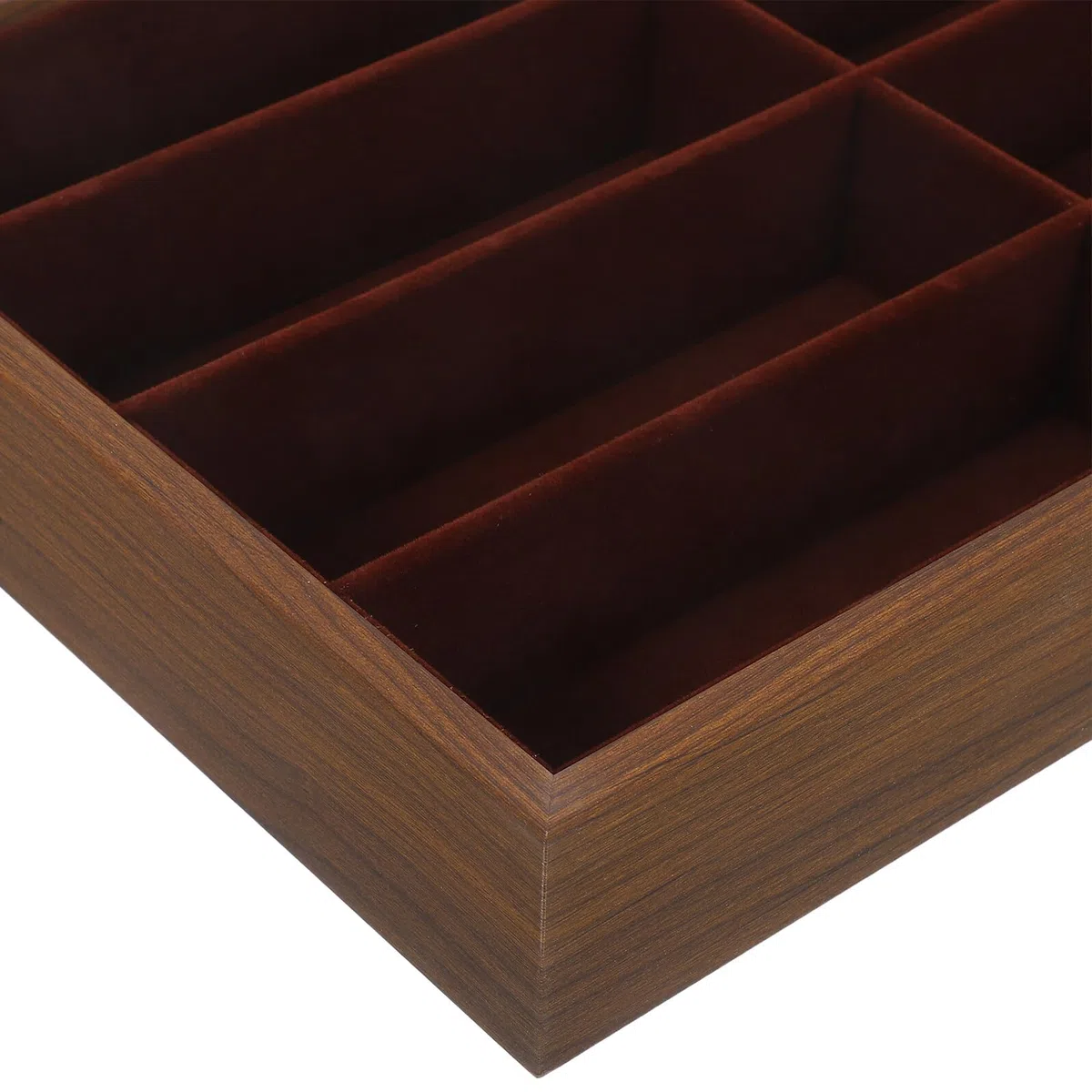 CHILDWEET Caja Organizadora de 8 Compartimentos para Gafas de Sol y Joyas, Bandeja de Madera Forro, Adecuado para Oficina y Almacenamiento en Hogar