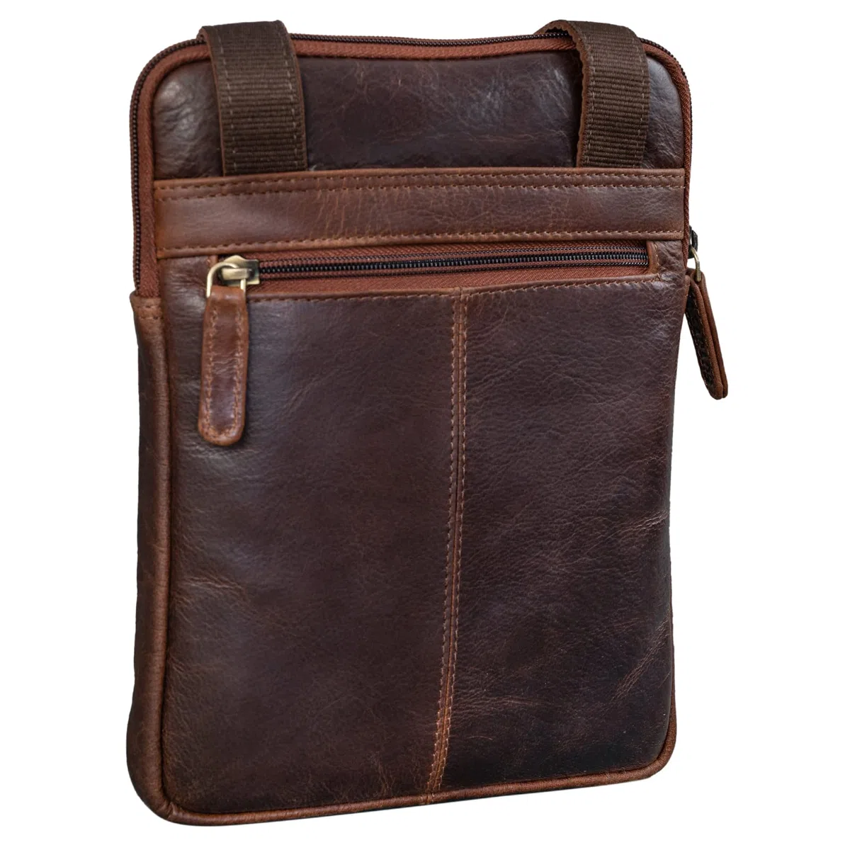 LEABAGS Bolso para Hombres y Mujeres | Bolsa de portátil de Cuero Genuino 15" | Bolso Bandolera con Correa | Bolso de Hombro | Bolsa mensajera | Bolsa de Trabajo | Bolsa de Profesor | Cow Saddle Horse