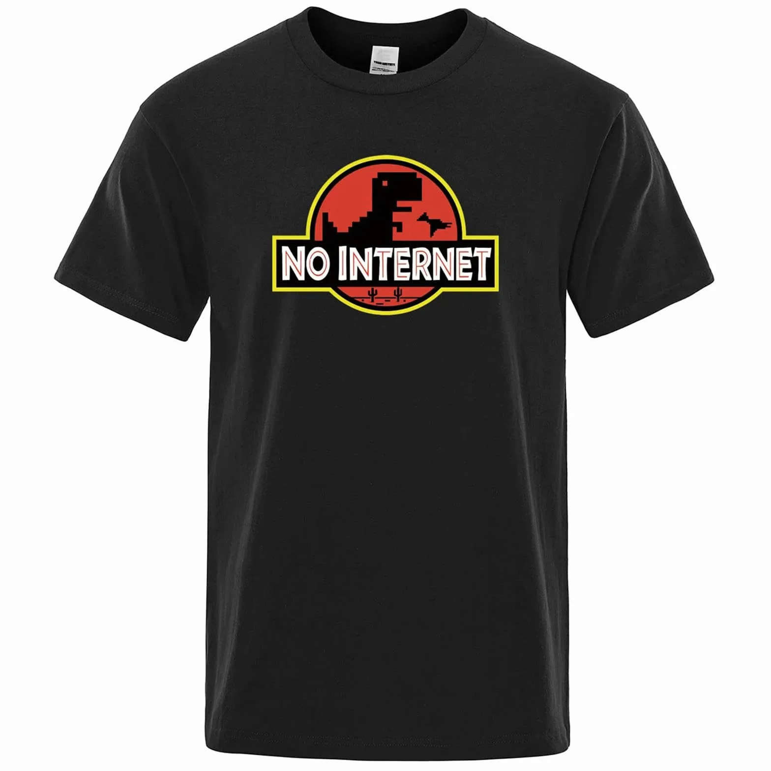 Camisetas Manga Corta Hombre Camiseta con Impresión De Dinosaurios Divertida para Hombres Casual Verano Suelta Hombres-Negro-l