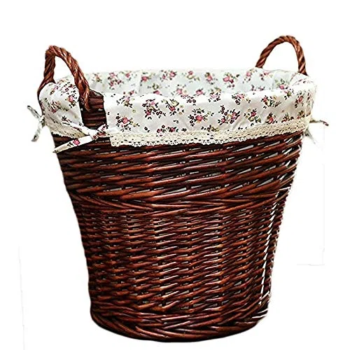 Liu Calidad Rattan cesta de lavadero, con asa y forro desmontable, de gran capacidad de almacenamiento Cesta de picnic, for el hogar, fiestas, bodas, etc.(Brown)