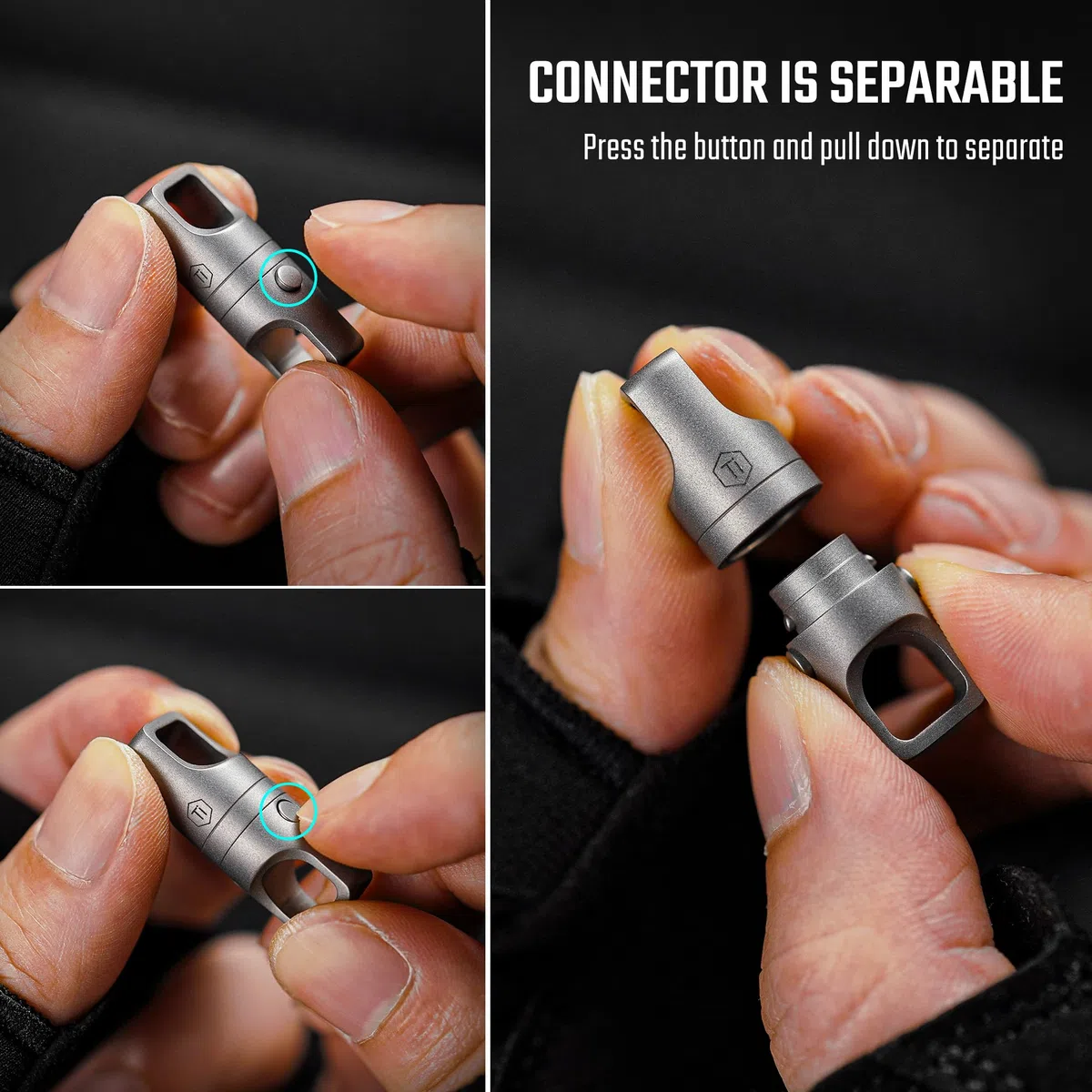 KeyUnity - Llavero magnético extraíble de titanio, llavero de doble extremo, enlace de llave giratoria de titanio, Ka48sw