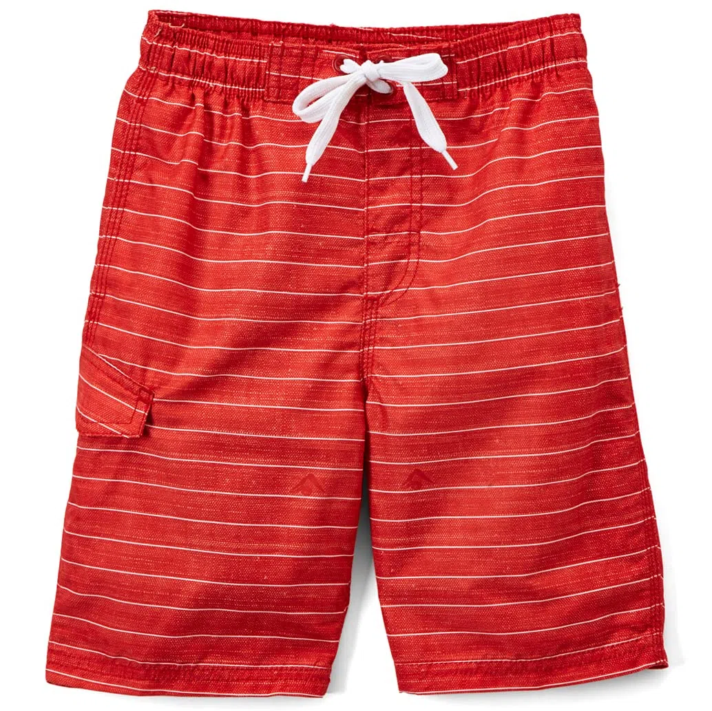 Kanu Surf Boys' Line Up Stripe Quick Dry Beach Board Shorts Swim Trunk