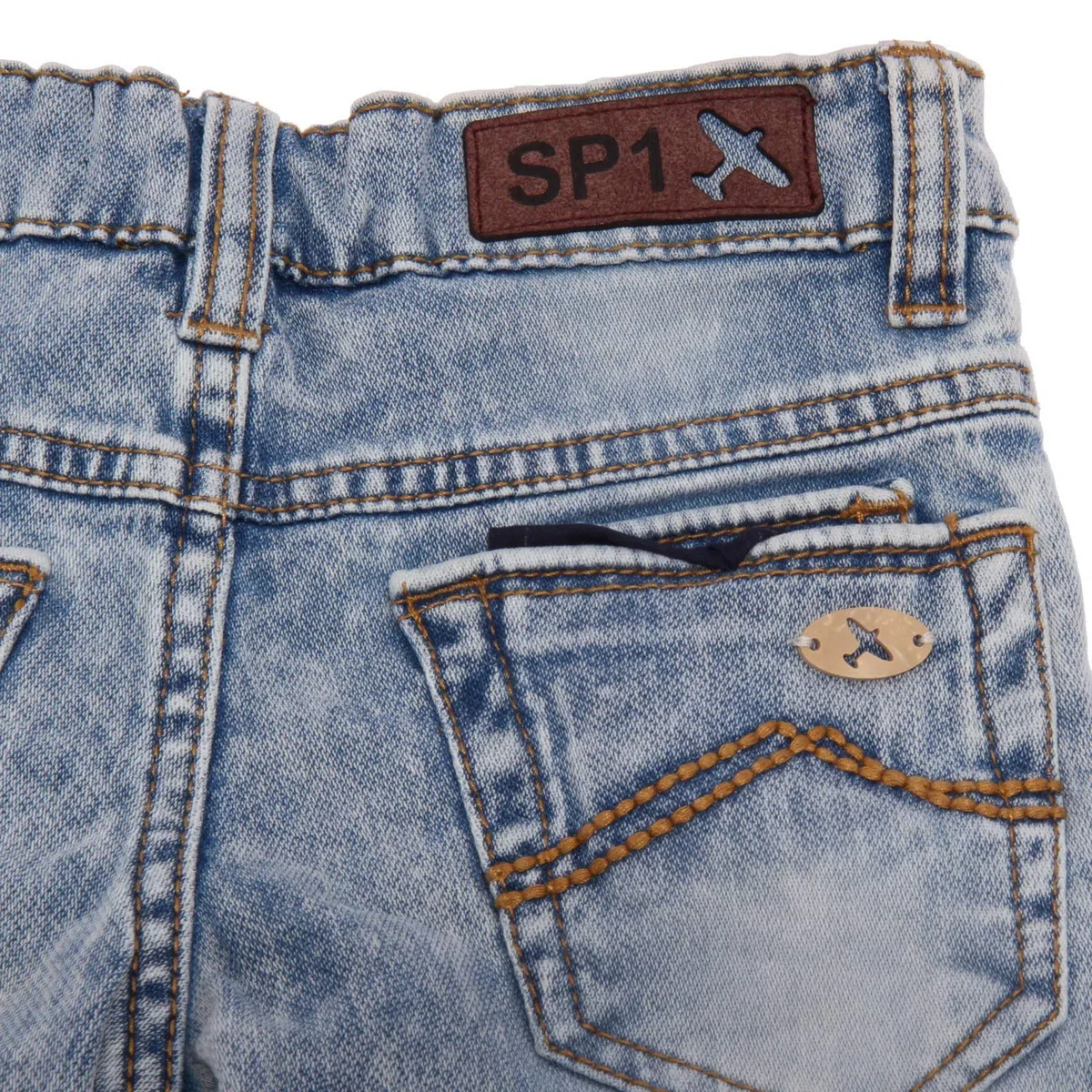 SP1 4963AB Bermuda Bimbo Boy Jeans Denim Delave Shorts Kid