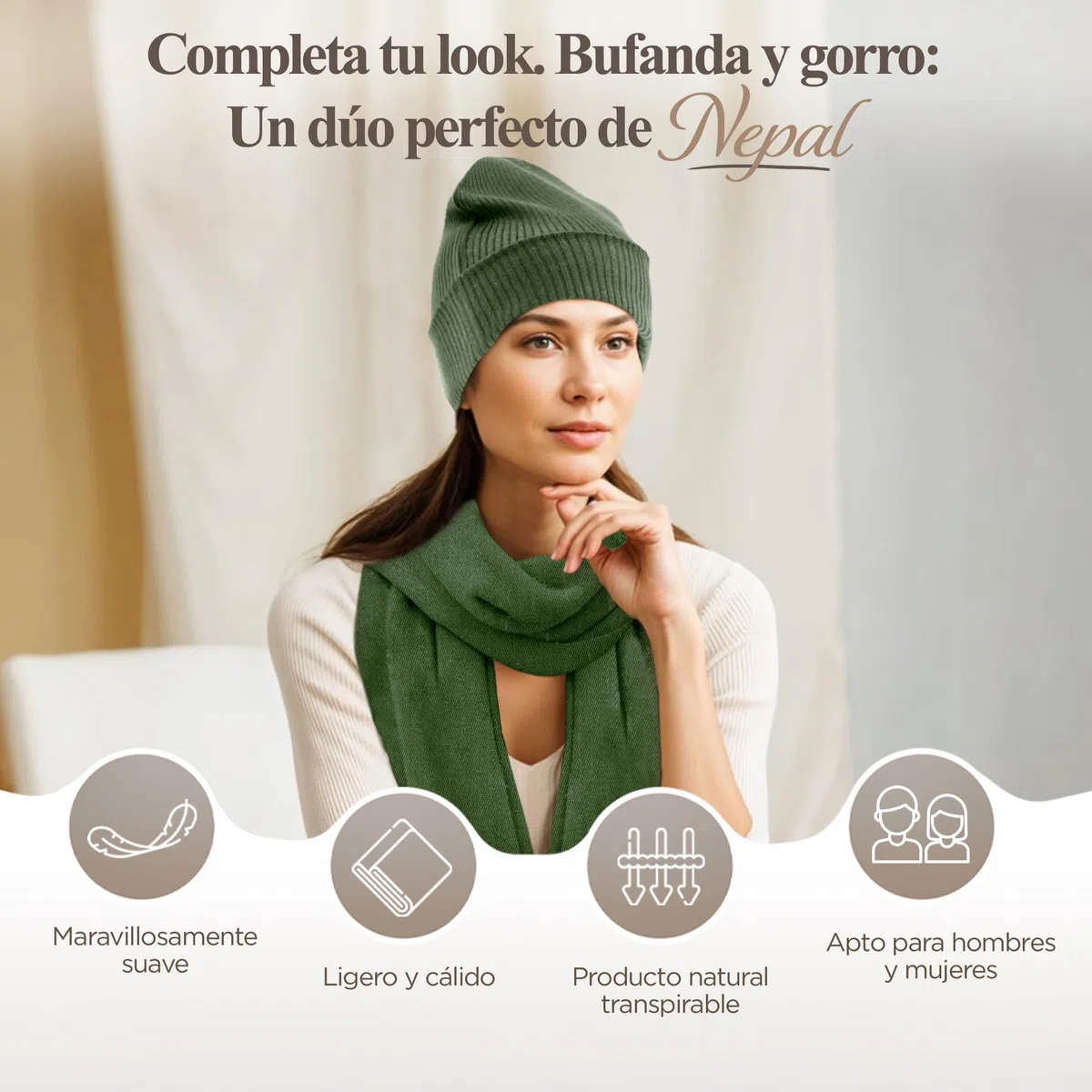Gorro de Cachemira – Gorro Tejido a Mano con 100% Lana de Cachemira para Hombre y Mujer – Gorro Unisex, Suave Gorro de Invierno, Hecho en Nepal
