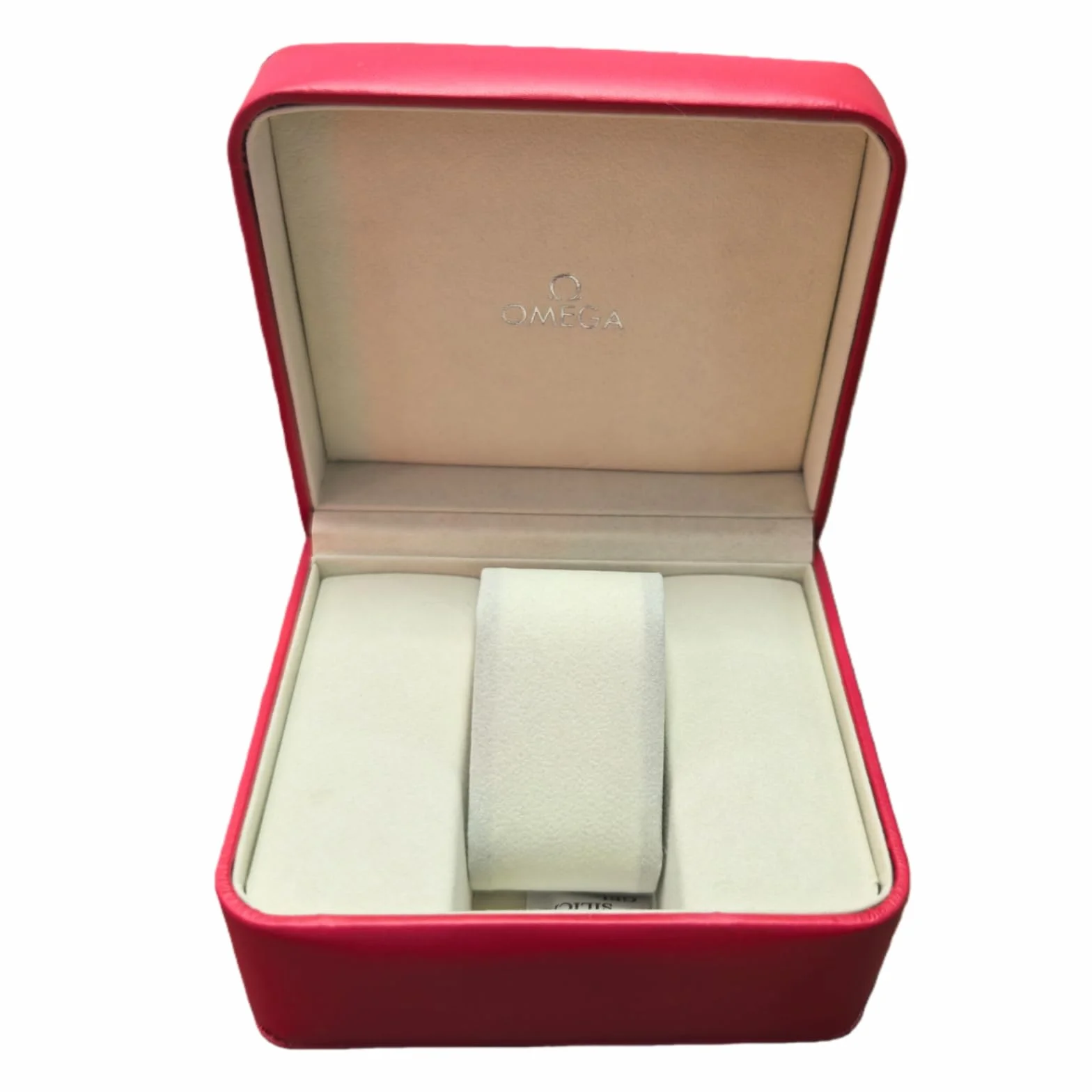 Caja Individual Expositor Reloj Cuero PU Marco Madera Interior Terciopelo Beige para Omega Speedmaster Snoopy Limited Edition