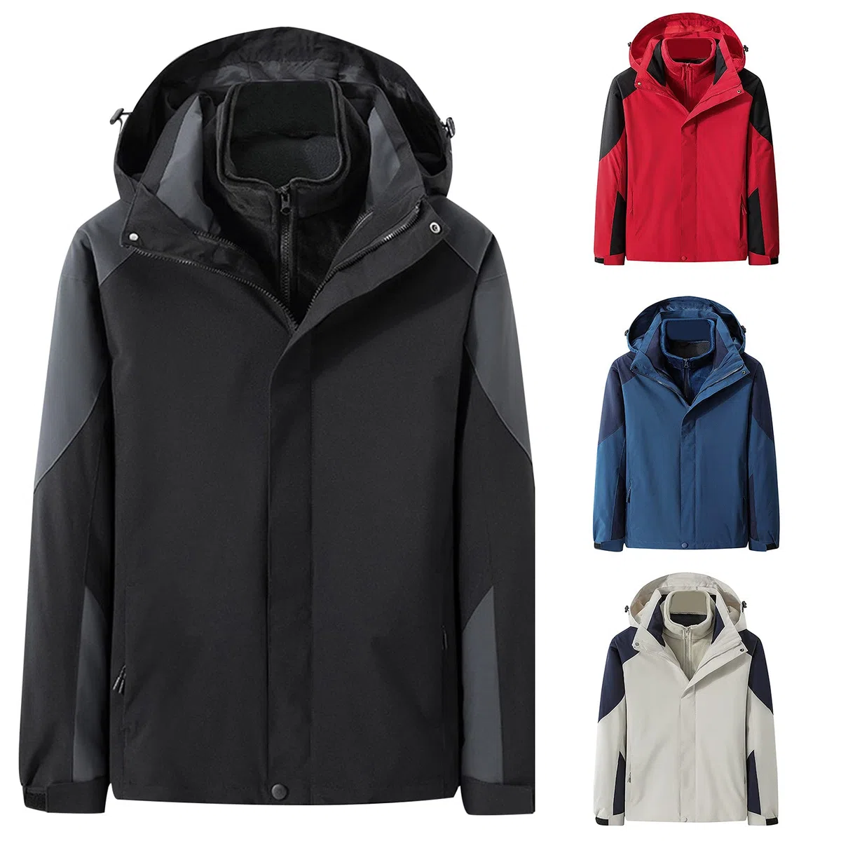 Chubasquero para hombre con forro impermeable, chaqueta de lluvia para hombre, negro, impermeable, chaqueta de entretiempo con capucha, chaqueta de senderismo, deportiva, chaqueta softshell, elegante