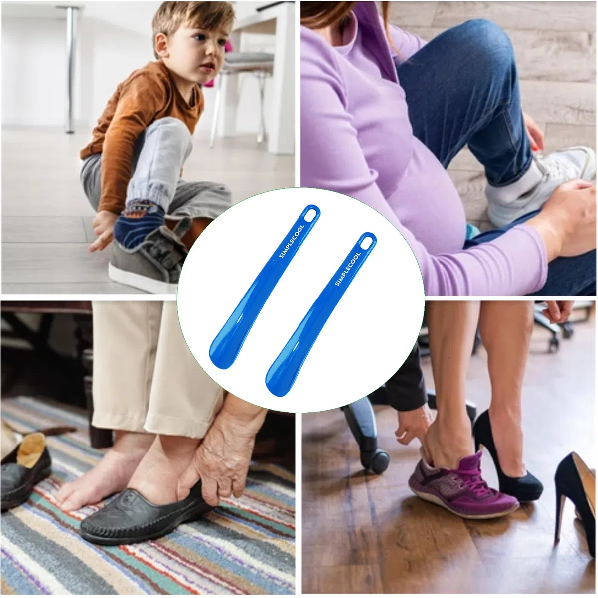 SIMPLECOOL Bocina de plástico para zapatos, cuernos portátiles de viaje. Cuchara duradera para zapatos para hombres, mujeres, personas mayores y niños., Azul/9.8 pulgadas, 25cm