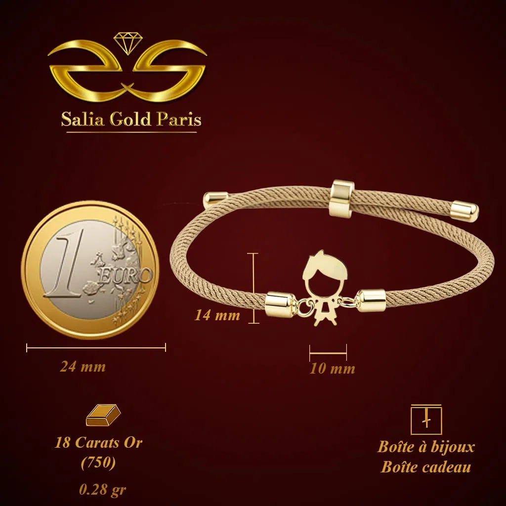 Pulsera de oro de 18 quilates - 0,28 gr - diseño infantil - Valor refugio - Idea de regalo - Sello 750 - Certificado de autenticidad