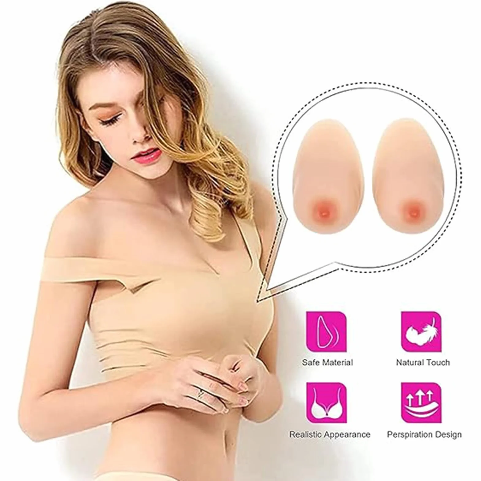 Copas de B-EE Autoadhesivas, Formas de Senos de Silicona, prótesis de mastectomía, Pechos Falsos, travesti, transgénero, Cosplay, Sujetador potenciador, Inserciones,Nude,EE|Cup (1600g/Pair)