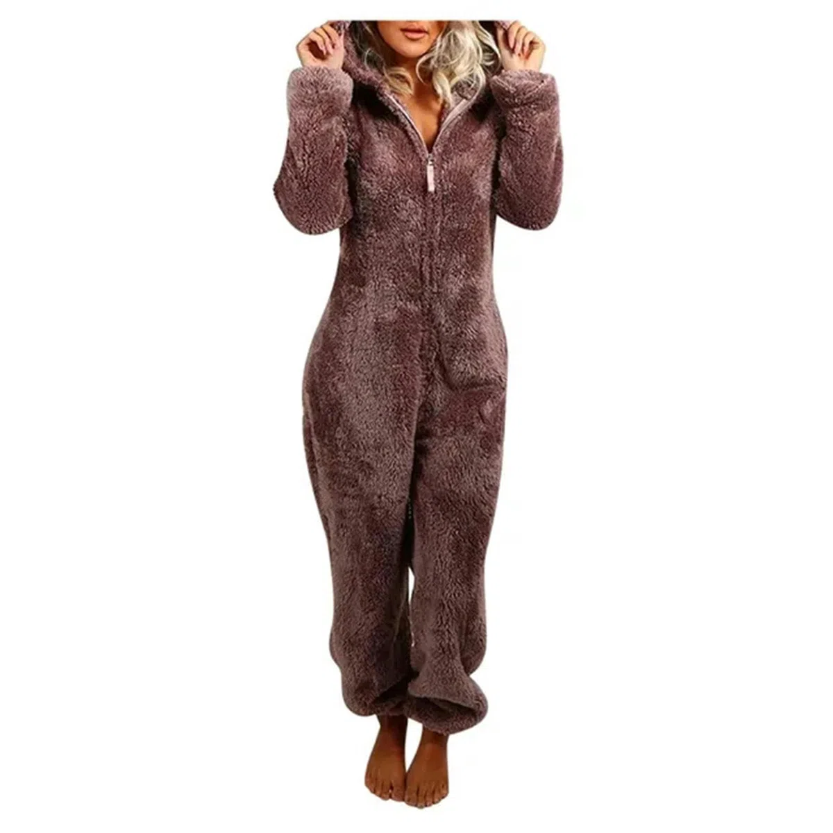 MdybF Mono Pijama Pajama Cálido De Invierno Mujeres Oneros Papas Encapuchadas Jumpsuos De Vellón
