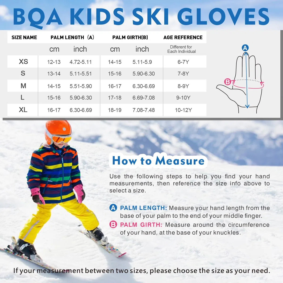 BQA Guantes de esquí para niños, Impermeables, para Invierno, Clima frío, Snowboard, Nieve, Guantes cálidos para niños y niñas