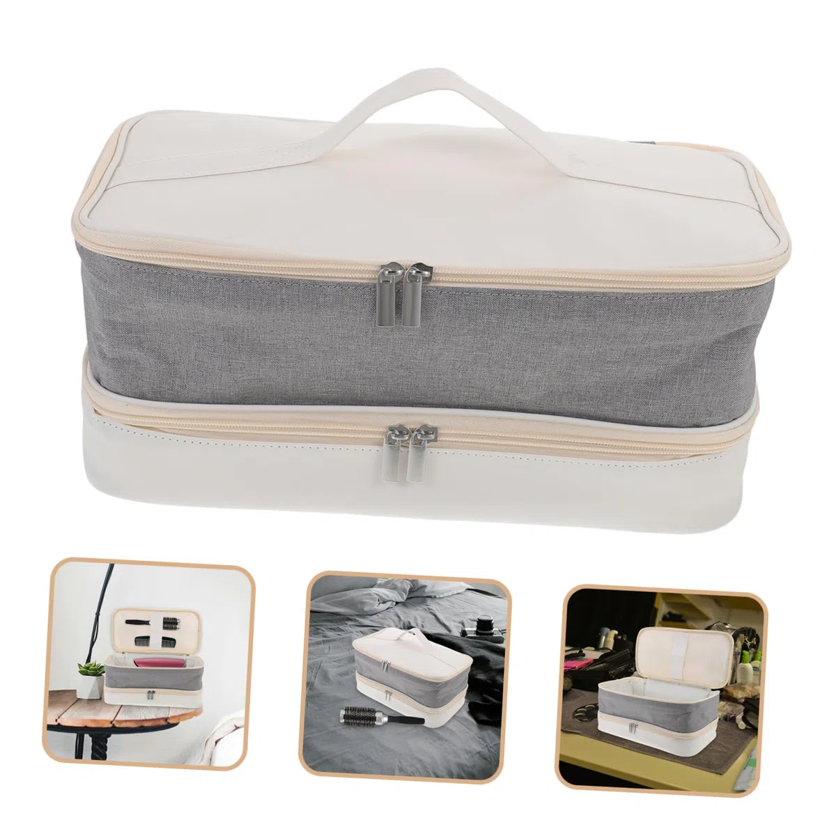 Bolsa De Almacenamiento De De Pelo Organizador De Doble para Secador y Rizador Estuche Portátil De Accesorios De