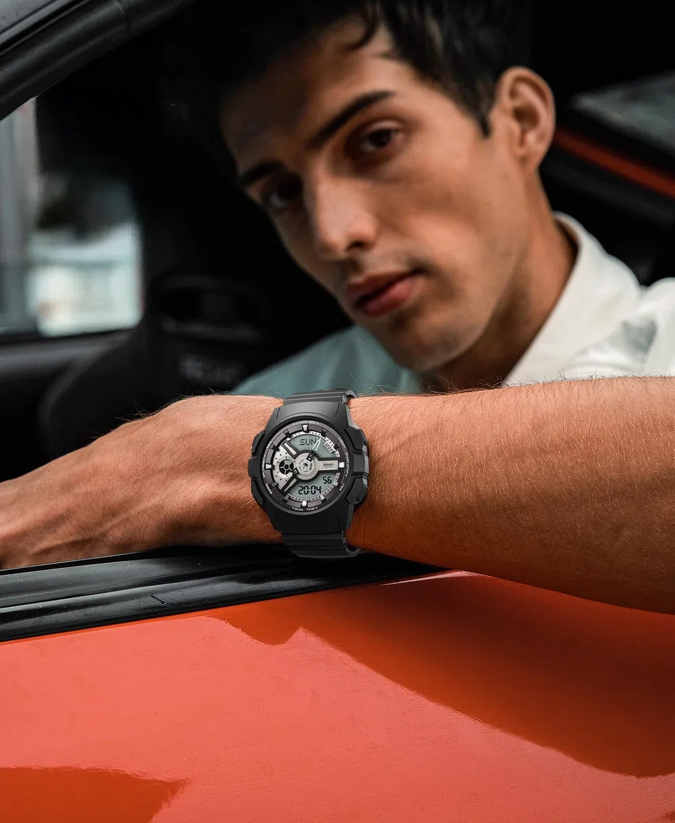 Beeasy Reloj deportivo para hombre, resistente al agua, militar, con fecha, multifunción, táctica, LED, alarma, cronómetro, Negro (Negro)