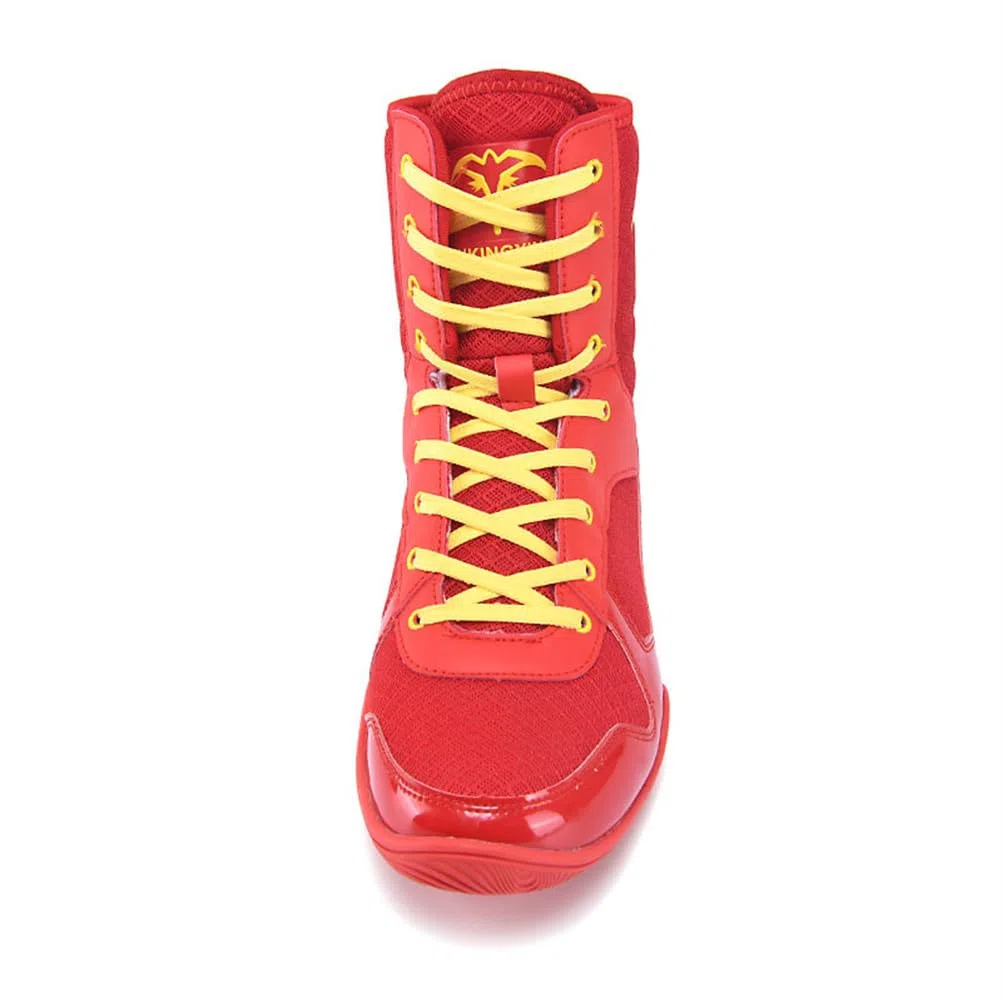 Botas De Boxeo De Caña Alta para Hombre Y Mujer, Transpirables, Entrenadoras, Cómodas, Antideslizantes, para Lucha, Fitness Y Competición,Rojo,43 EU