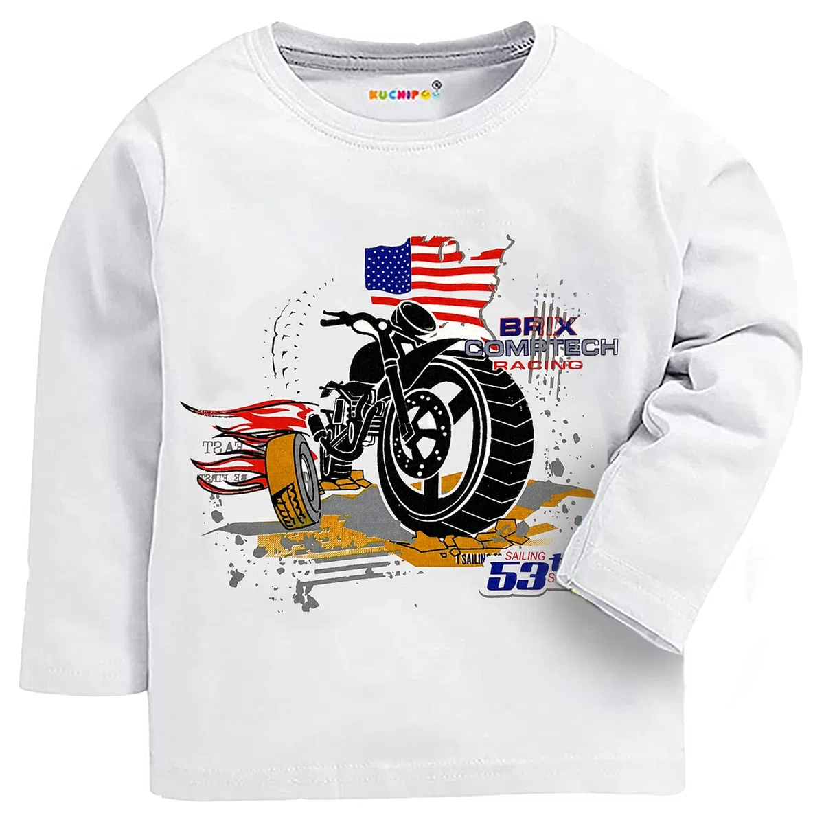 Kuchipoo Camiseta de manga larga para niño de algodón de ajuste regular, Multi 1, 9-10 Años