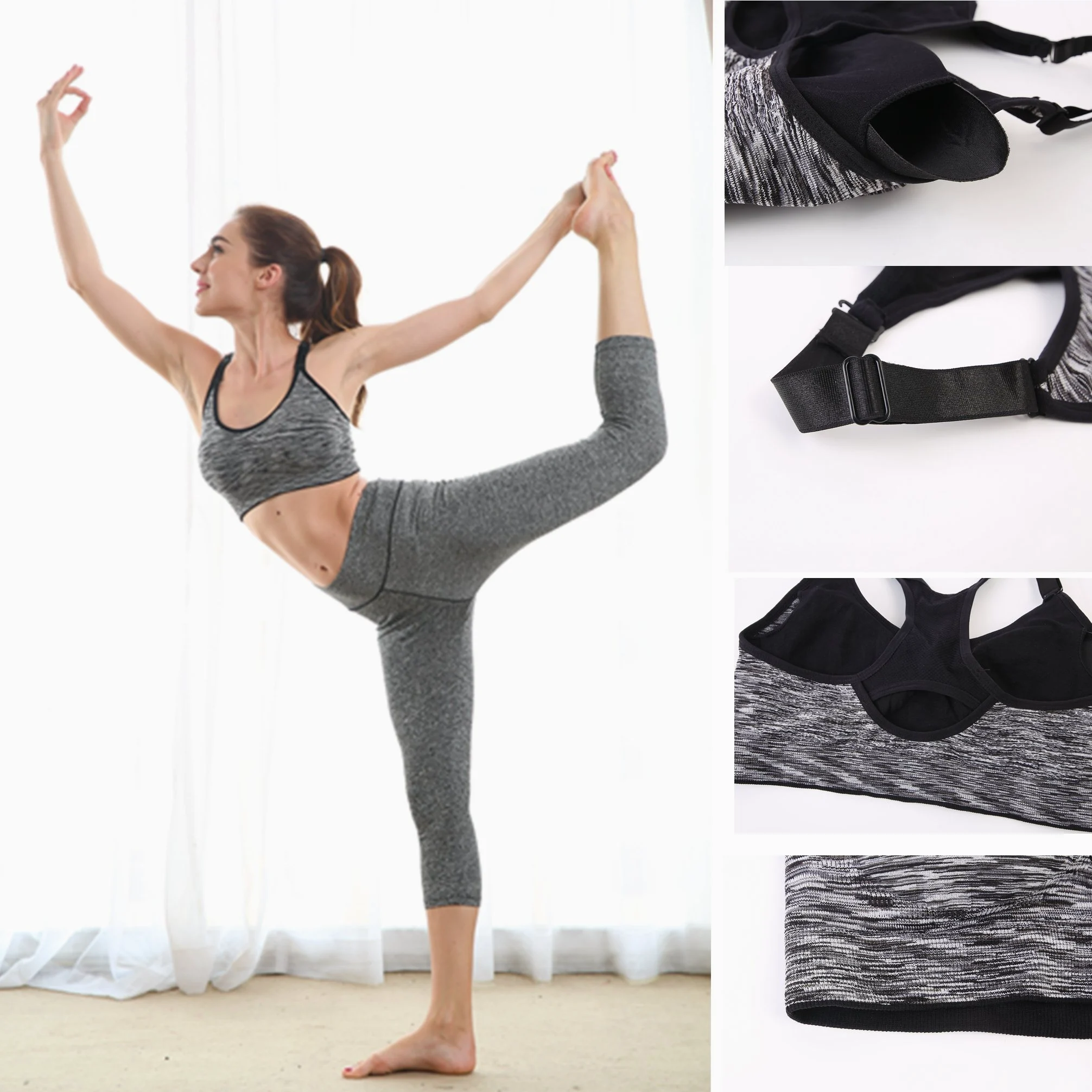 INIBUD – Sujetador Deportivo para Mujer, Lote de 5/3/2 S, M, L, XL, Sujetador de Deporte, con cojín extraíble sin Costuras sin Armadura