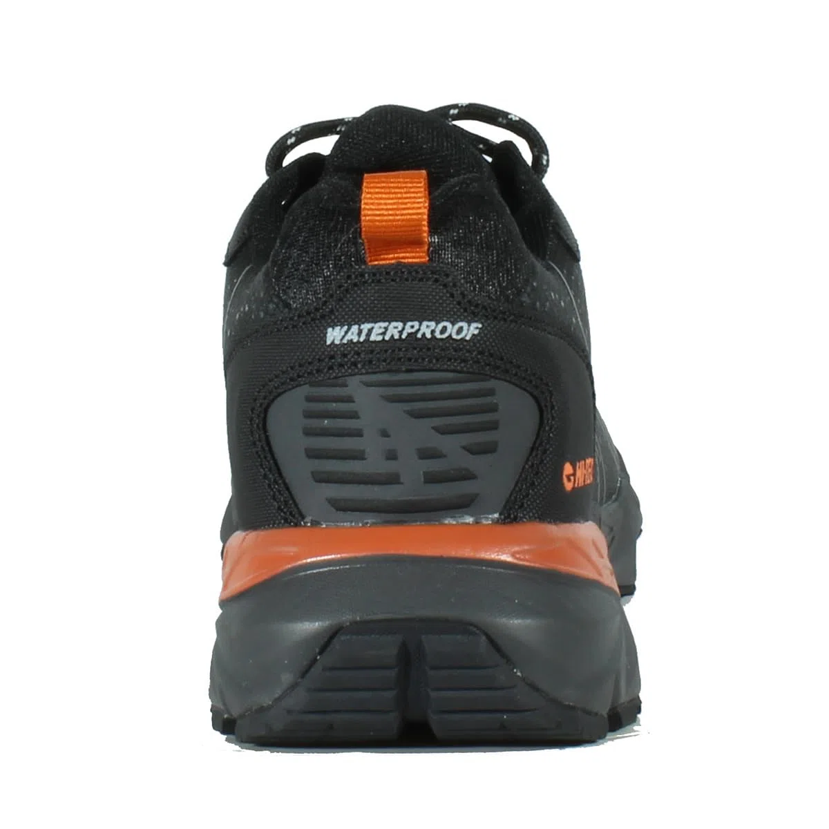 HI-TEC - Zapatillas Trekking Hombre Kinyeti WP | Zapatillas Montaña Hombre, Senderismo | Pies Secos con Membrana Impermeable, Tracción Óptima, Cómodas | Black/Orange Rust, 44