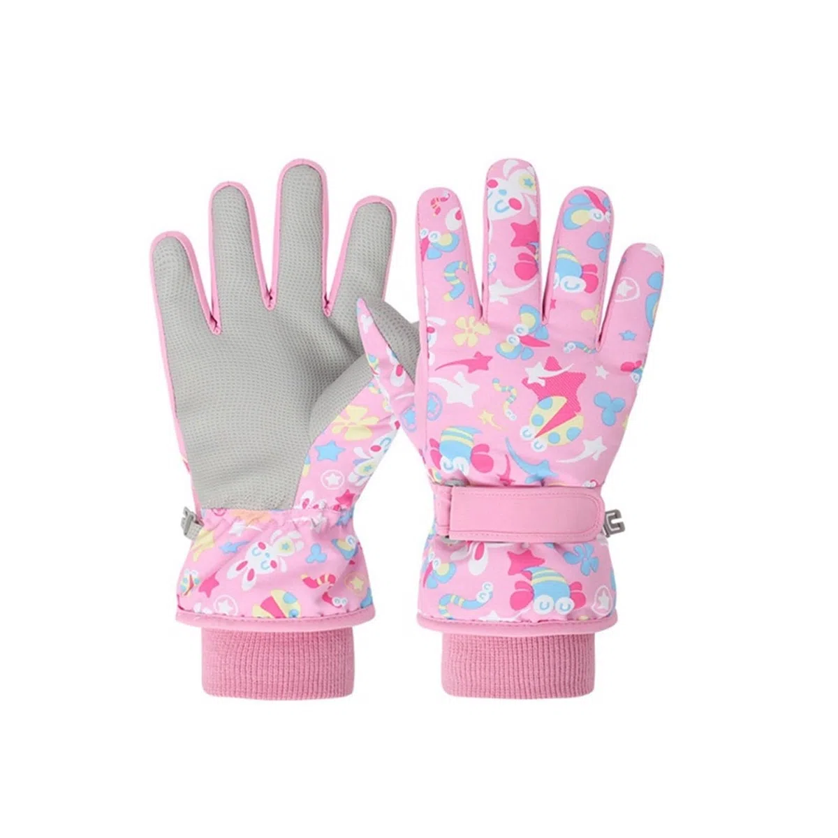 Guantes de esquí de Invierno for niños, Manoplas Gruesas Impermeables con Dedos divididos for niños y niñas (de 4 a 6 años), Guantes de Nieve cálidos(4-6Y Pink)