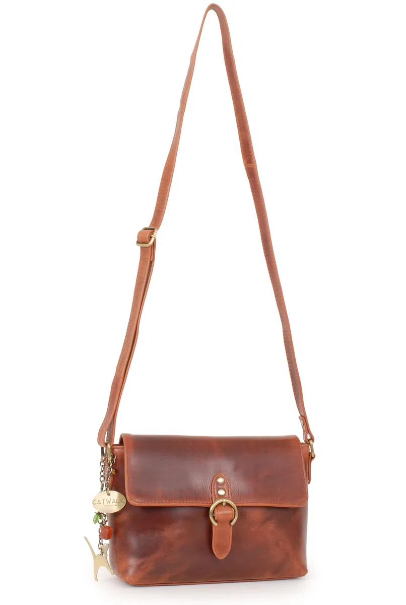 Catwalk Collection Handbags - Bolso Bandolera de Piel de Mujer - Bolso Cruzado Pequeño con Solapa - Bolsito con Correa Ajustable - Freya