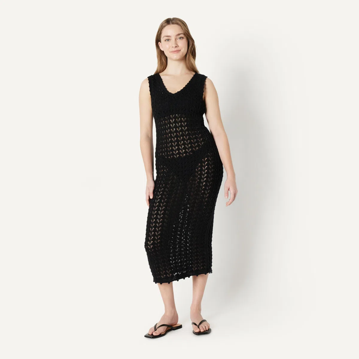 Amazon Essentials Vestido Playero de Ganchillo de Corte Estándar Mujer