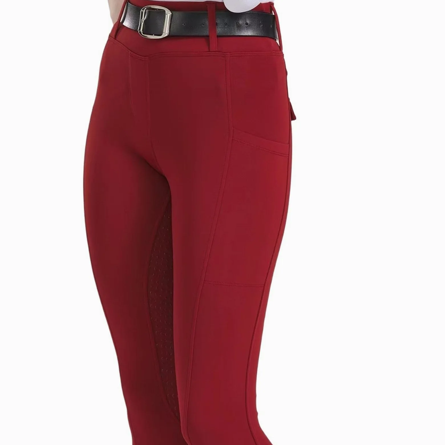 Mallas De Equitación For Mujer, Con Parche En La Rodilla, Pantalones, Entrenamiento Bolsillos Para Montar(XL (60-65kg))