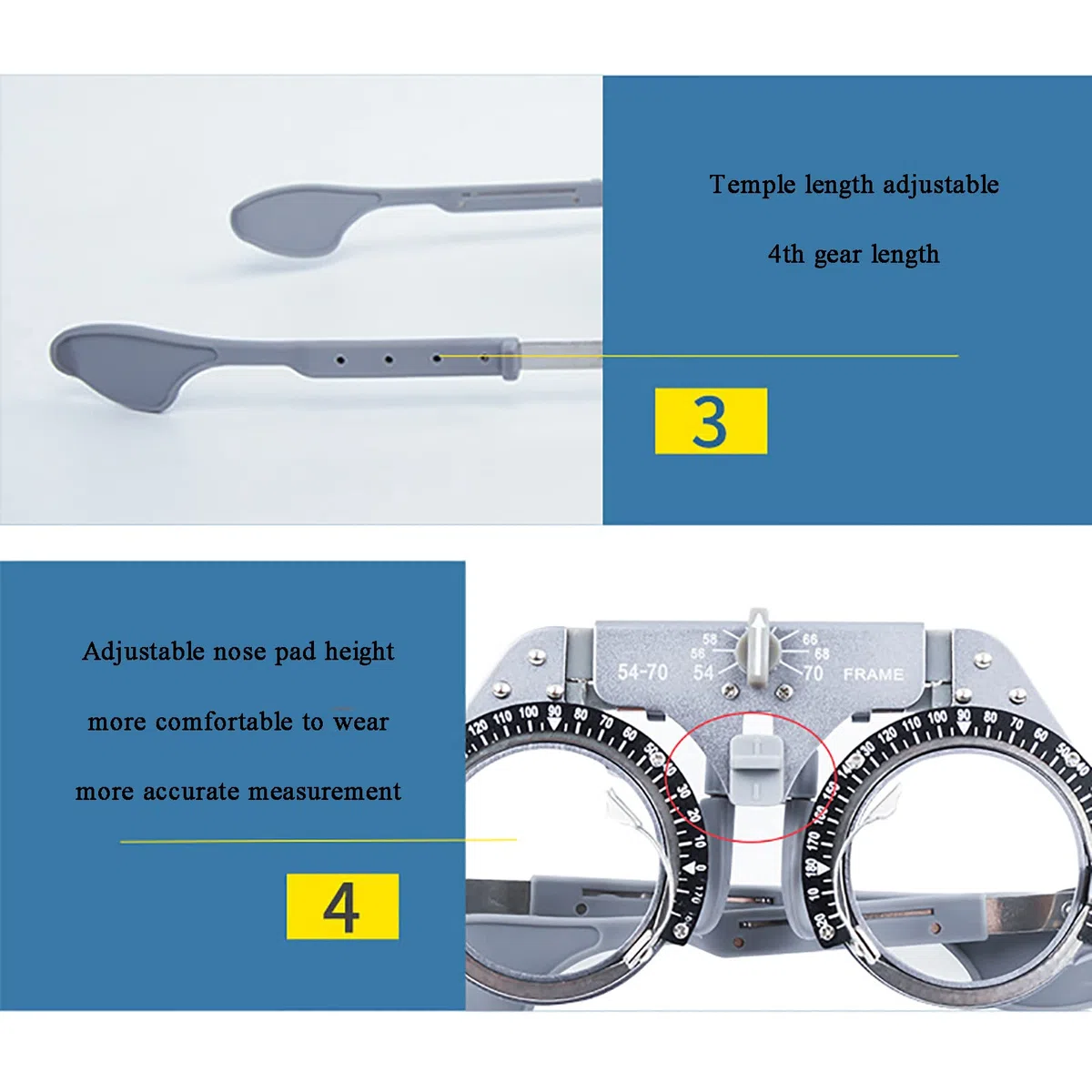 Montura de Prueba óptica Universal, Montura de Prueba óptica PD Ajustable, Montura de Gafas de optometría de Titanio Ultraligera, para escuelas, hospitales, oftalmología, Tiendas ópticas