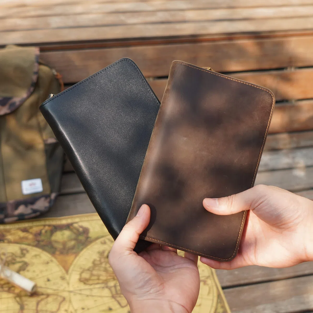 Polare - Funda de piel para pasaporte (4 pasaportes y 4 pasaportes)