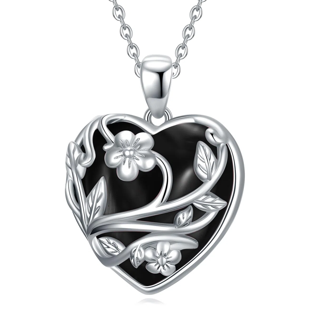 YFN Collar de cristal de plata de ley, collar de corazón, colgante de piedra de cristal de flor, cuarzo rosa, regalos de joyería para mujeres, regalos de cumpleaños para mamá, Normal, Plata esterlina