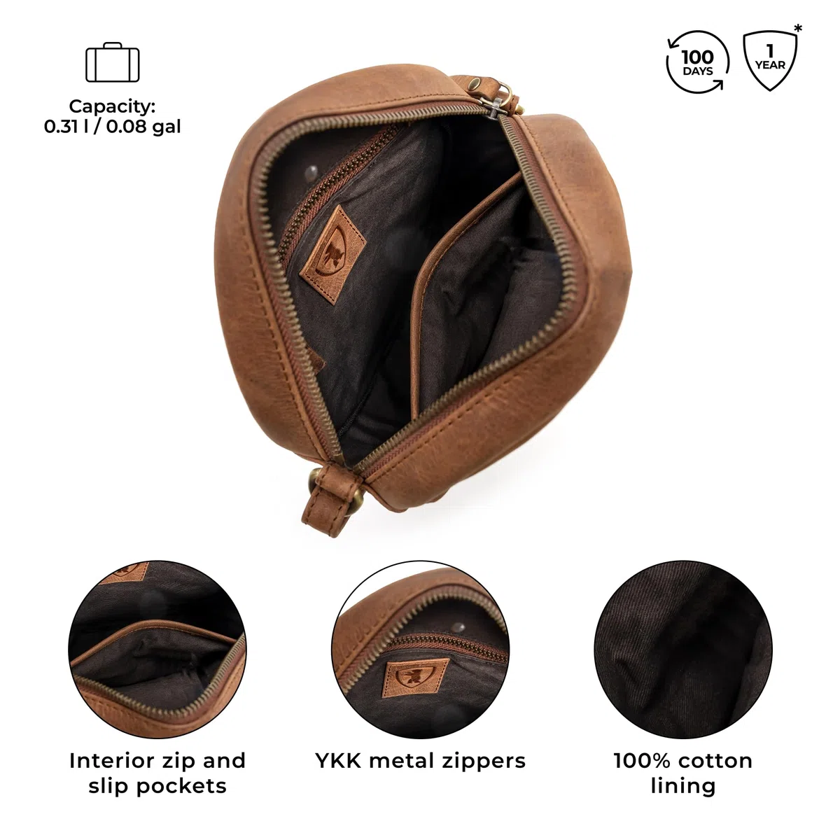 Berliner Bags Moon Bolso Bandolera Redondo Mujer Piel Auténtica Pequeño